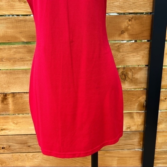 Nautica Vintage Y2K Red Jersey Knit Short Sleeve Mini Shirt Dress - Picture 5 of 11